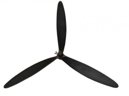 A durable replacement 3-blade fan propeller designed for high-performance cooling. Featuring a sleek black finish and long, narrow aerodynamic blades, this unit is engineered for high-velocity industrial or commercial fans, ensuring powerful air circulation.