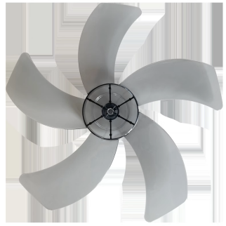 A high-performance replacement fan blade featuring a modern 5-blade design. Constructed from durable, lightweight plastic in a clean white finish, this propeller is engineered to deliver powerful airflow while maintaining quiet operation, suitable for standard pedestal and wall-mounted fans.